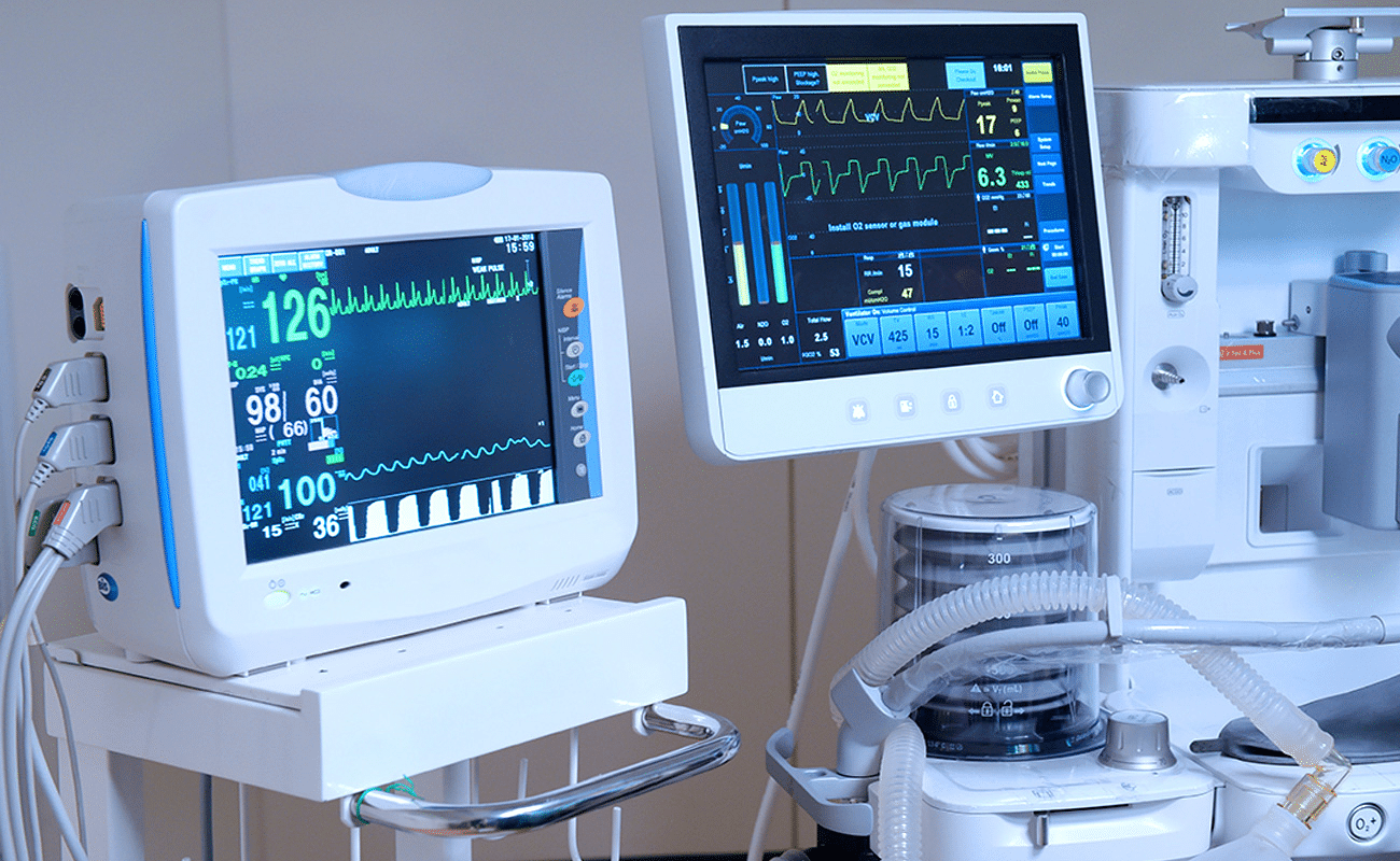 Hospital equipment monitoring vital signs