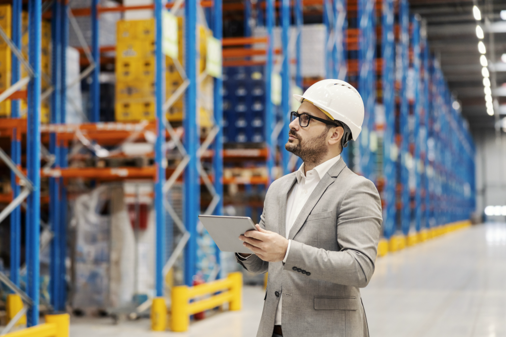 Warehouse manager counting returnable containers