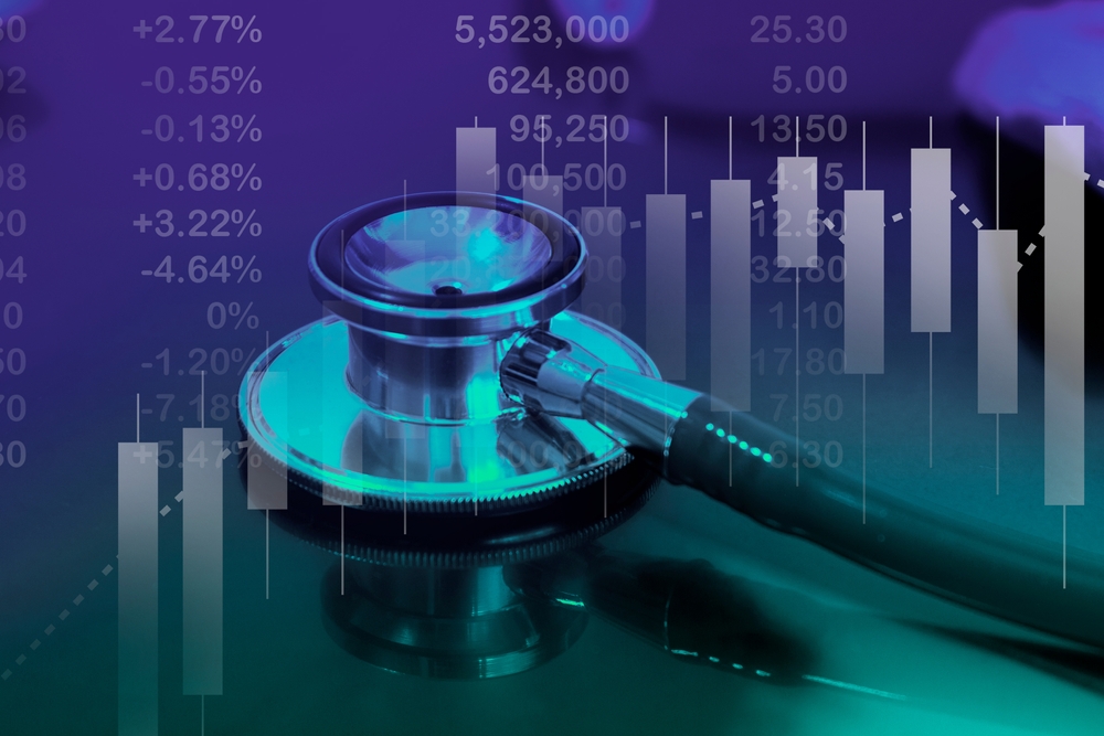 stethoscope on financial graph depicting hospital operating margins