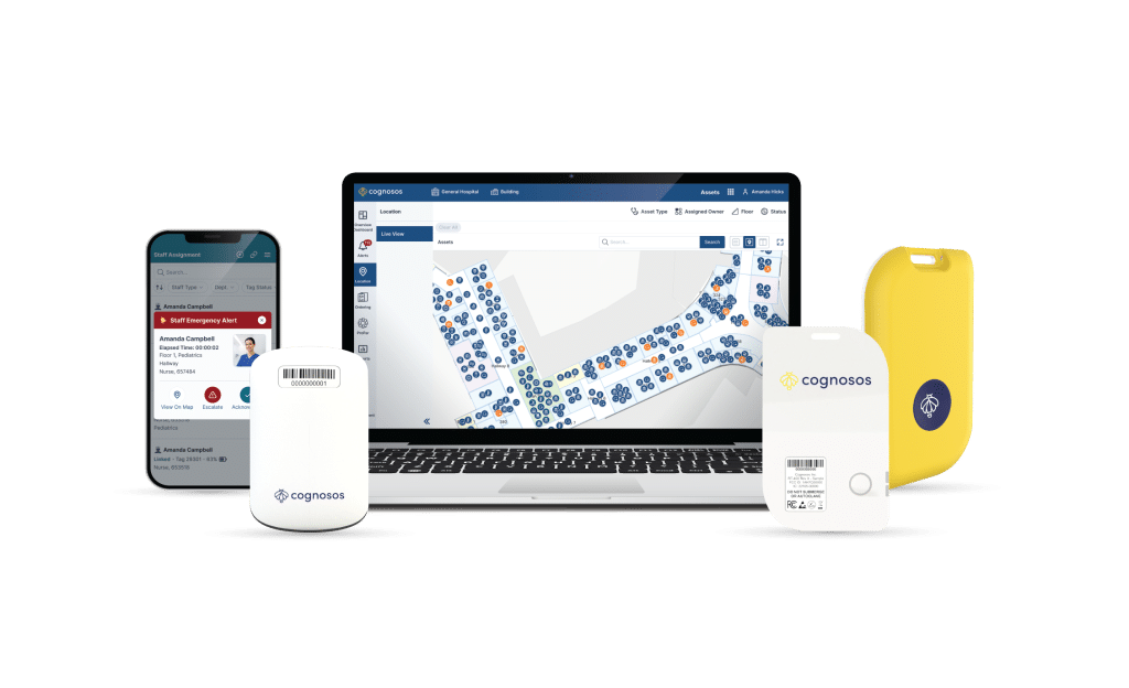 Cognosos RTLS products for asset tracking, staff duress, hand hygiene, and temperature monitoring