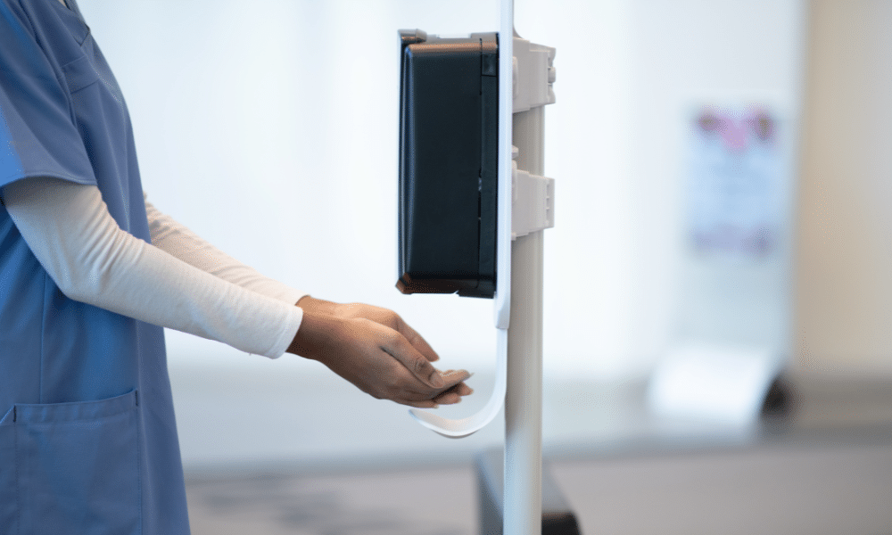 Nurse practicing good hand hygiene
